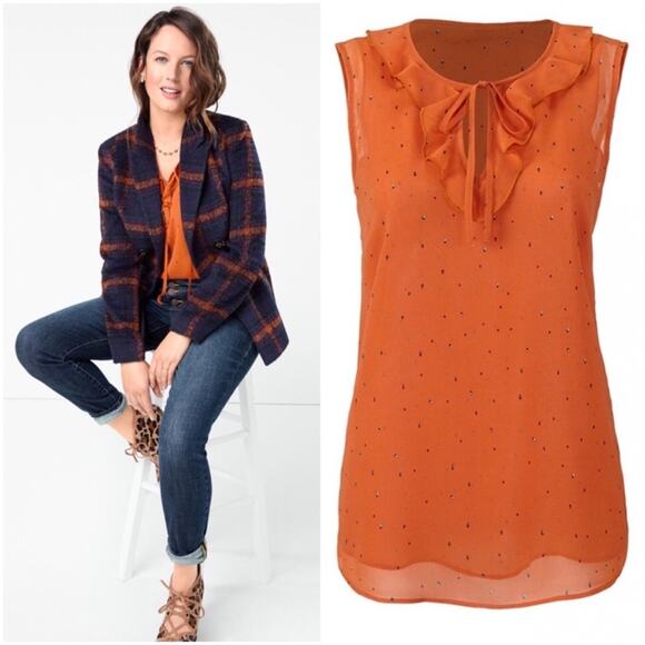 Cabi Sprinkle Sleeveless Ruffle Top - Picture 1 of 8